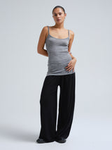 Seamless Basic Woolen Viola | Merino wool Strap Top Grey Melange