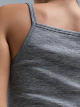 Seamless Basic Woolen Viola | Merino wool Strap Top Grey Melange