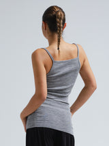 Seamless Basic Woolen Viola | Merino wool Strap Top Grey Melange