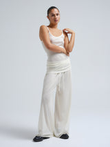 Seamless Basic Woolen Viola | Merino wool Strap Top Off-White
