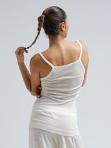 Seamless Basic Woolen Viola | Merino wool Strap Top Off-White