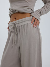 Seamless Basic Woolen Barbera | Merino wool Pants Beige