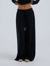 Seamless Basic Woolen Barbera | Merino wool Pants Black