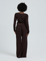 Seamless Basic Woolen Barbera | Merino wool Pants Dark Brown