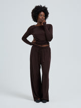 Seamless Basic Woolen Barbera | Merino wool Pants Dark Brown