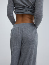 Seamless Basic Woolen Barbera | Merino wool Pants Grey Melange