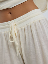 Seamless Basic Woolen Barbera | Merino wool Pants Off-White