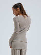 Seamless Basic Woolen Cardigan | Merino wool Cardigan Beige