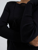 Seamless Basic Woolen Cardigan | Merino wool Cardigan Black
