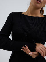 Seamless Basic Woolen Cardigan | Merino wool Cardigan Black