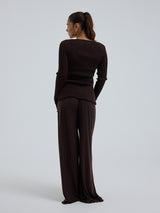 Seamless Basic Woolen Cardigan | Merino wool Cardigan Dark Brown