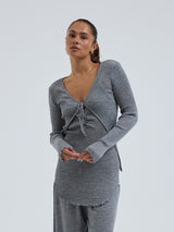 Seamless Basic Woolen Cardigan | Merino wool Cardigan Grey Melange