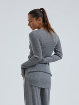 Seamless Basic Woolen Cardigan | Merino wool Cardigan Grey Melange