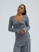 Seamless Basic Woolen Cardigan | Merino wool Cardigan Grey Melange
