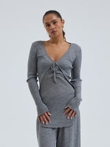 Seamless Basic Woolen Cardigan | Merino wool Cardigan Grey Melange