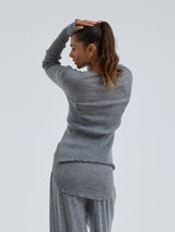 Seamless Basic Woolen Cardigan | Merino wool Cardigan Grey Melange