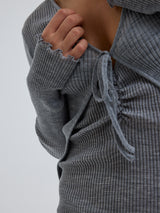 Seamless Basic Woolen Cardigan | Merino wool Cardigan Grey Melange