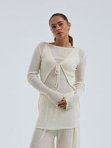 Seamless Basic Woolen Cardigan | Merino wool Cardigan Off-White