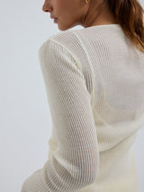 Seamless Basic Woolen Cardigan | Merino wool Cardigan Off-White