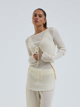 Seamless Basic Woolen Cardigan | Merino wool Cardigan Off-White
