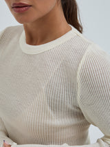 Seamless Basic Woolen Classic Blouse | Merino wool L/S T-Shirt Off-White
