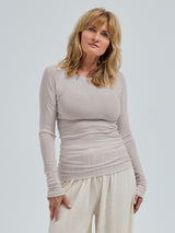 Seamless Basic Woolen Jade | Merino wool L/S T-Shirt Beige