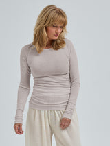 Seamless Basic Woolen Jade | Merino wool L/S T-Shirt Beige