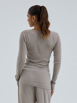 Seamless Basic Woolen Jade | Merino wool L/S T-Shirt Beige