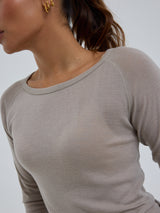 Seamless Basic Woolen Jade | Merino wool L/S T-Shirt Beige