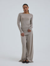 Seamless Basic Woolen Jade | Merino wool L/S T-Shirt Beige