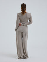 Seamless Basic Woolen Jade | Merino wool L/S T-Shirt Beige