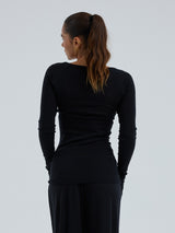 Seamless Basic Woolen Jade | Merino wool L/S T-Shirt Black