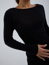 Seamless Basic Woolen Jade | Merino wool L/S T-Shirt Black