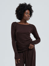 Seamless Basic Woolen Jade | Merino wool L/S T-Shirt Dark Brown