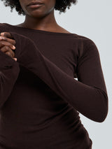 Seamless Basic Woolen Jade | Merino wool L/S T-Shirt Dark Brown