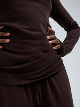 Seamless Basic Woolen Jade | Merino wool L/S T-Shirt Dark Brown