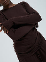 Seamless Basic Woolen Jade | Merino wool L/S T-Shirt Dark Brown