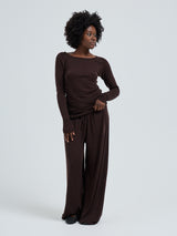 Seamless Basic Woolen Jade | Merino wool L/S T-Shirt Dark Brown