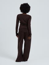 Seamless Basic Woolen Jade | Merino wool L/S T-Shirt Dark Brown