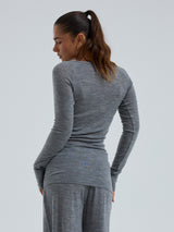 Seamless Basic Woolen Jade | Merino wool L/S T-Shirt Grey Melange