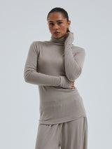 Seamless Basic Woolen Lola | Merino wool Roll Neck Beige