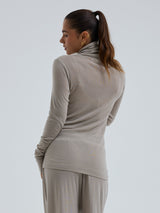 Seamless Basic Woolen Lola | Merino wool Roll Neck Beige