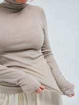 Seamless Basic Woolen Lola | Merino wool Roll Neck Beige