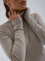Seamless Basic Woolen Lola | Merino wool Roll Neck Beige