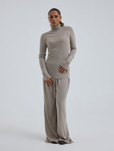 Seamless Basic Woolen Lola | Merino wool Roll Neck Beige