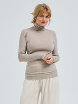 Seamless Basic Woolen Lola | Merino wool Roll Neck Beige