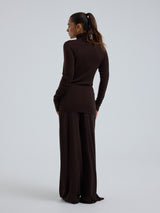 Seamless Basic Woolen Lola | Merino wool Roll Neck Dark Brown