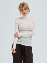 Seamless Basic Woolen Lola | Merino wool Roll Neck Off-White