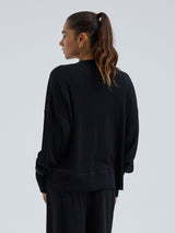 Seamless Basic Woolen Sporty Sweat | Merino wool Blouse Black