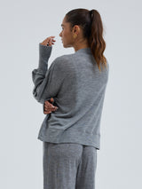 Seamless Basic Woolen Sporty Sweat | Merino wool Blouse Grey Melange